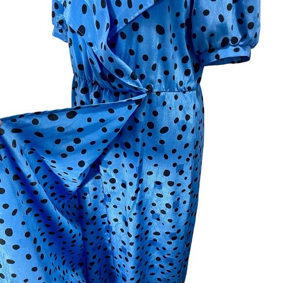 Vintage 1980s Women’s A-line Dress John Roberts Blue & Black Secretary Size 8 - Picture 8 of 12